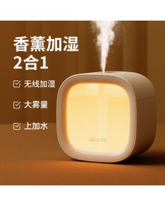 Jisue Mini Humidifier, Portable Small Wireless USB Charging Desktop Humidifier with Car Aromatherapy and Night Light Function, HU18 White