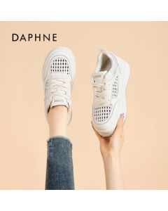 DAPHNE Daphne Women's Thick-Sole Canvas Shoes Casual Mesh Sneakers White Shoes Beige Size 39