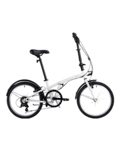 Decathlon Folding Bike T120 Adult Commuter Bicycle 6-Speed 20-Inch Lightweight Bike White-4588489