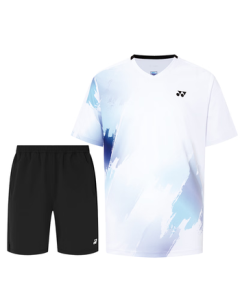 YONEX Badminton Apparel Lightweight Quick-Dry Men's Short Sleeve & Shorts Sports Set 1104025BCR White L