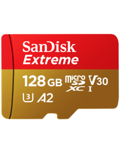 SanDisk 128GB TF (MicroSD) Memory Card 4K Ultra Fast Gold A2 V30 U3 for Dash Cams, Action Cameras, Drones, and Surveillance Storage, Read Speed up to 190MB/s