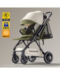 InnoTruth Lightweight Baby Stroller, Convertible Seat for Sitting or Lying, Portable Foldable with Shock Absorption, High-View for Newborns 0-3 Years Old