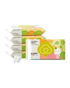 PurCotton Hand & Mouth Wet Wipes, 20 Sheets * 5 Packs, 100% Cotton Cleaning Wipes, Portable for Travel, Suitable for Whole Family