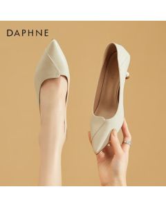 Daphne Women's Flats French Pointed Toe Versatile Thin Heel Office Shoes Elegant High Heels 4023101222 Beige 37