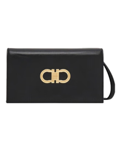 Ferragamo Women's Black Gancini Double Buckle Mini Bag 0771676 Gift for Girlfriend