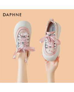 Daphne Low-Top Canvas Shoes for Women, Spring Fashion Breathable Lightweight Casual Comfortable Sneakers 4024101418 Pink Size 36