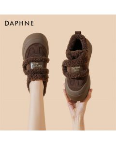 Daphne Fleece-Lined Sneakers, Best-Selling Hook-and-Loop Platform Casual Shoes, Versatile Slip-On Sneakers 4024608091 - Fleece Brown, Size 38