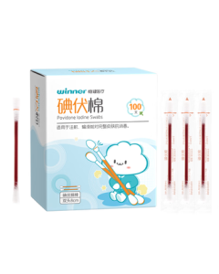 Winning Medical Iodophor Disinfectant Swabs, 100 Pieces Individually Wrapped, Double-Ended Break-and-Use for Skin Cleaning and Disinfection