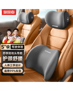 Zhigouzhe Car Headrest and Lumbar Support Set, Universal Memory Foam Neck Pillow and Lumbar Cushion for Car Seats