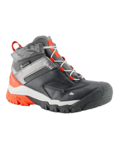 Decathlon Kids Hiking Shoes for Boys and Girls, Outdoor Waterproof Trekking Sneakers Grey - Hook & Loop 33 2999057