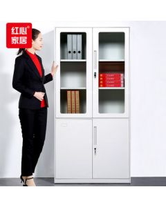 Red Heart HXGC04 File Cabinet, Metal Archive Cabinet, Large Steel Equipment Cabinet, 0.8mm White, 90*40*185cm, 1 Unit