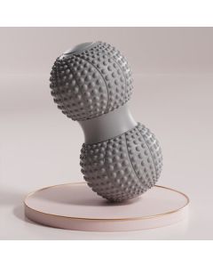 Yiming TPE Peanut Ball for Foot Massage, Muscle Relaxation, Deep Neck and Shoulder Relief Yoga Ball – Grey Dual Ball OPP Packaging