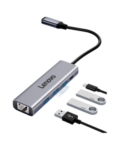 Lenovo Type-C Docking Station with Gigabit Ethernet Port, USB-C to RJ45 Wired Network Adapter, Laptop Converter, USB 3.0 Hub Expander