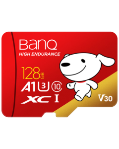 banq&JOY Co-Branded 128GB TF (MicroSD) Memory Card U3 C10 A1 V30 4K High-Speed Edition for Dash Cams, Surveillance Cameras, and Smartphones
