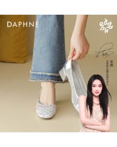 Daphne Women's Silver Round-Toe Mesh High Heels Mid Heel Shoes 2025 New Summer Breathable Net Sandals - Silver, Size 38