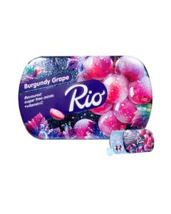 Rio Sugar-Free Mint Candy Red Grape Flavor 14g with Vitamin C, Fresh Breath Chewing Gum, Snack Candy