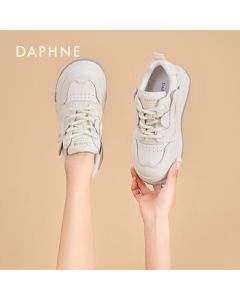 DAPHNE Daphne Women's Thick-Soled Casual Canvas Sneakers in Beige Size 39