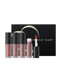 Perfect Diary Velvet Lip Glaze Mini Gift Set - 4 Mini Lip Glaze & Lipstick Samples, Mid-Autumn Festival Gift for Girlfriend