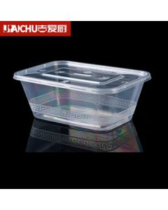 JIAICHU Disposable Meal Box Takeout Container, Rectangular Thickened PP Plastic Lunch Box 1000ml (300 Sets) Transparent