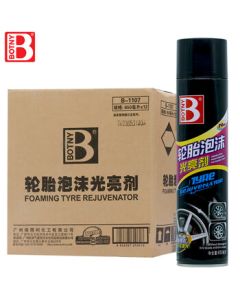 BOTNY Tire Foam Brightener Tire Care Foam Cleaner Polish Protector Anti-Aging Stain Remover Black Restorer Model: B-1107 650ml 12 Bottles/Box