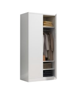 Fuluda Steel Reinforced Double-door Wardrobe Locker for Employee Dormitory, Heavy-duty Metal Storage Cabinet with Mirror