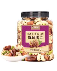 Bailijian Canned Mixed Nuts 500g - Assorted Dried Nuts with Cashews, Walnuts, and Almonds - Perfect for New Year Gifts