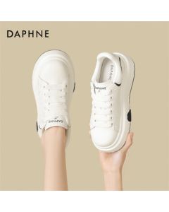 Daphne White Sneakers Fashion Versatile Plimsolls Platform Shoes Women's Casual Sports Shoes 4025101066 Beige Black 38