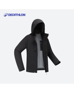 Decathlon Men's 3-in-1 Fleece-Lined Waterproof Jacket with Multiple Pockets for Outdoor Hiking - 5579503