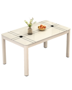 Fanshe Dining Table for Home, Small Space Dining Table for 4-6 People, Tempered Glass Dining Table with Chairs