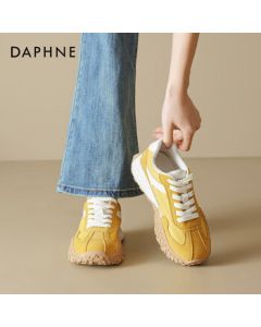 Daphne Yellow Women's Trainer Shoes New Platform Casual Sports Retro Dad Sneakers Yellow 40