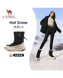CAMEL Women's High-Top Fleece-Lined Casual Boots, Thick Sole Wear-Resistant Snow Boots X24C09Q7607 Beige/Black 39