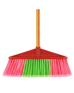 Yipu Cleaning and Sanitation Broom with Hard Plastic Bristles, Wooden Handle for Schools, Factories, and Outdoor Use
