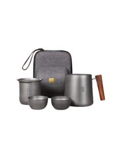 TILIVING Titanium Pure Titanium Travel Tea Set Portable Outdoor Kungfu Tea Set Full Personal Use