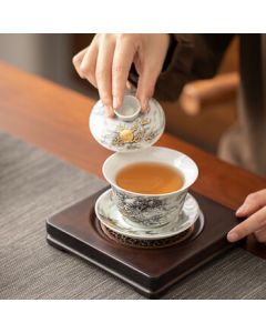 Sushi Ceramics J1024 Prosperous Dragon Three-Tiered Covered Bowl with Ink Dragon Design (Covered Bowl) 160ml Sales Unit: piece