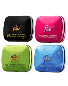 Rio Sugar-Free Peppermint Candy - Intense Coolness Combo 15g*4 Boxes, Refreshing Chewing Gum for Fresh Breath, Leisure Snack