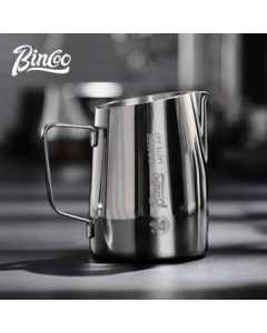 Bincoo Swan Milk Pitcher, Spouted Textured Professional Coffee Art Stainless Steel Milk Frothing Cup, Angled Pouring Jug