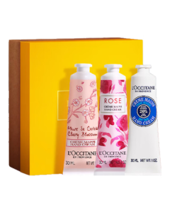 L'Occitane Hand Cream Gift Set (Cherry Blossom/Verbena + Shea Butter + Rose/Almond) 30ml Each, Moisturizing & Hydrating