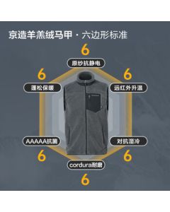 JINGDONG Jingzao Men's Autumn/Winter Polar Fleece Vest, Outdoor Sports Lamb Fleece Warm Vest, Smoke Gray L