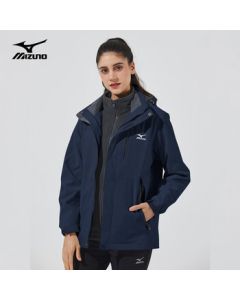 Mizuno (MIZUNO) Outdoor 3-in-1 Windproof Warm Hooded Jacket Unisex Loose Fit Couple's Hiking Coat Navy Blue XL