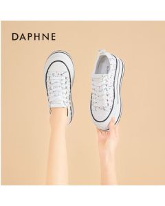 DAPHNE Daphne Thick-Soled Canvas Shoes for Women, Student Casual Sneakers, White Size 39