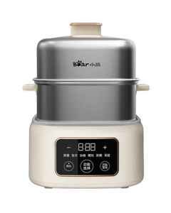 Bear Egg Cooker, Home Steamer, Steel Breakfast Mini Machine, Auto Shut-Off with Microcomputer Timer, Double-Layer Large Capacity ZDQ-C06H1