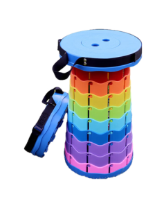 Adandyish Telescoping Stool, Foldable Outdoor Fishing Portable Adjustable High-Speed Rail Folding Stool, Trending Retractable Stool - Rainbow Color