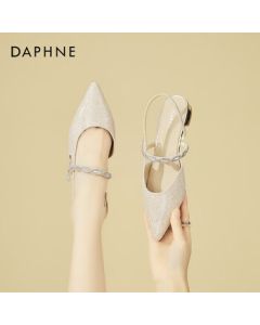 DAPHNE Women's Closed-Toe Rhinestone Sandals Summer Commute Flat Pointed-Toe Mary Jane Shoes with Open Back - Gold 34