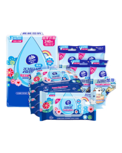 Vinda Wet Toilet Paper Combo Pack 240 Sheets (5 Packs of 40 Sheets + 4 Packs of 10 Sheets) Dopamine Pure Water Flushable Wipes Portable Pack