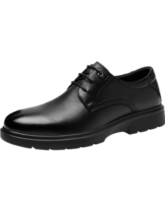 HLA Men's Leather Shoes British Style First-Layer Cowhide Formal Business Casual Shoes T342 Black 42