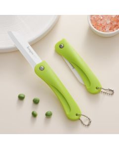 BAYCO 3-inch Folding Fruit Peeler, Portable Ceramic Peeling Knife, Green BD8002
