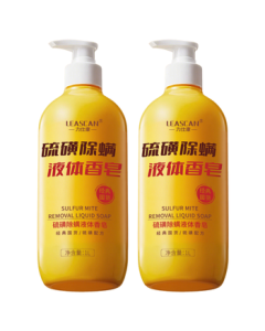 LEASCAN Sulfur Anti-Mite Body Wash 1000ml Refreshing Oil-Control Soap Liquid Shower Gel, 3-in-1 for Hair, Face & Body (Men & Women)