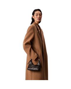 Calvin Klein Women's Bag 25 Fall New Lightweight Commuter Style CK Metal Monogram Letter Genuine Leather Dumpling Bag Handbag Gift