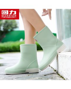 Warrior Women's Fashion Mid-Calf Rain Boots Waterproof Lightweight Anti-Slip Rubber Shoes HXLO13 Green 36