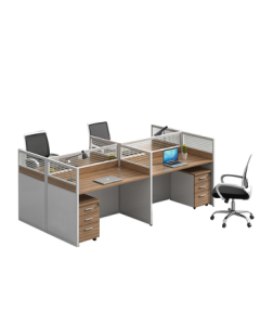 Lanran Office Desk Combination Partition Cubicle Workstation Computer Desk King-Shaped Four-Person Set [Includes Cabinet and Chair]
